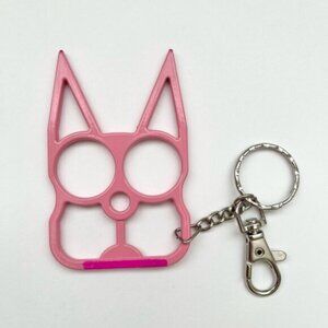 Pink Cat Self Defense Keychain Metal